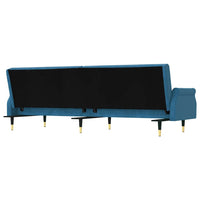 Divano Letto con Cuscini Blu in Velluto 351856