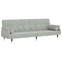Divano Letto con Cuscini Grigio Chiaro in Velluto 351857