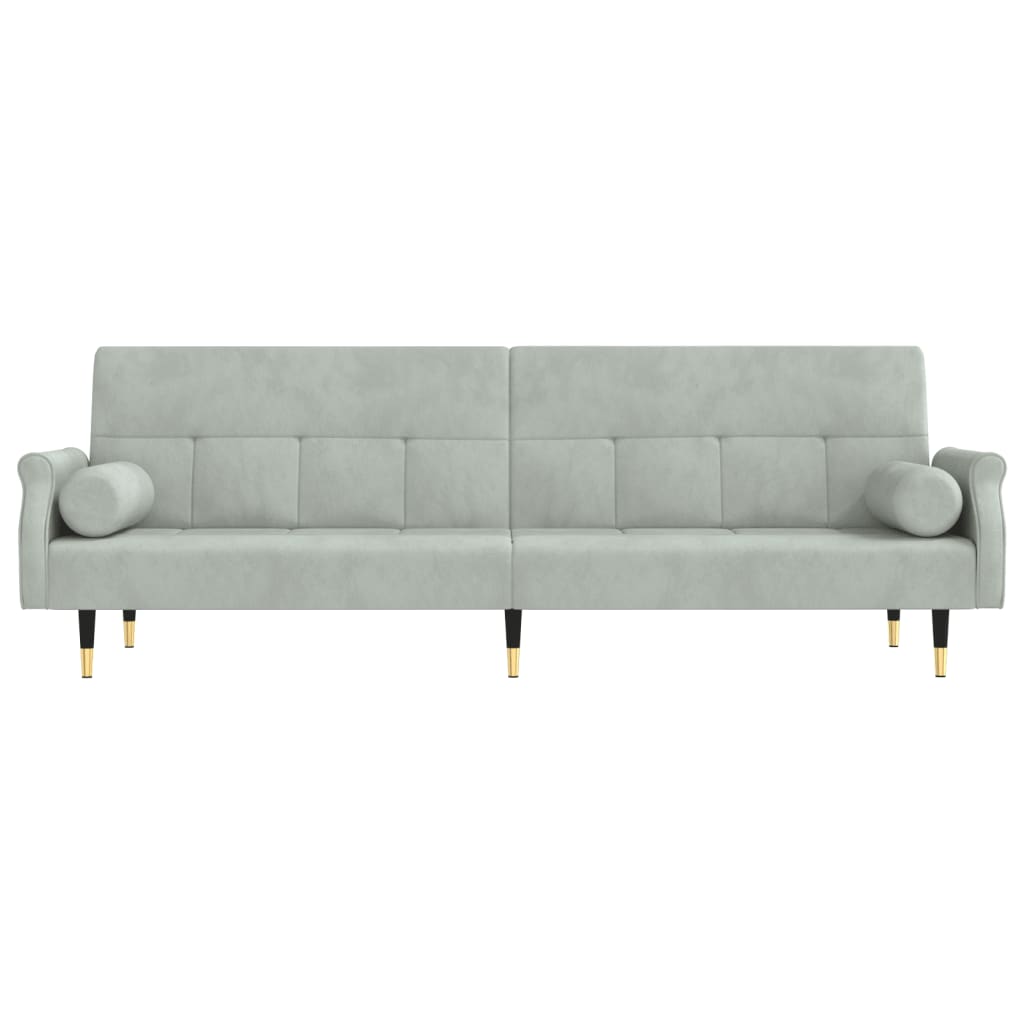 Divano letto con cuscini 216 x 89 x 70 cm velluto grigio chiaro 02_0020999
