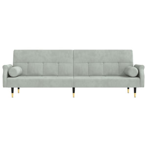 Divano letto con cuscini 216 x 89 x 70 cm velluto grigio chiaro 02_0020999