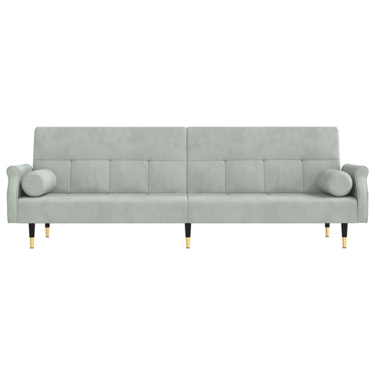 Divano letto con cuscini 216 x 89 x 70 cm velluto grigio chiaro 02_0020999