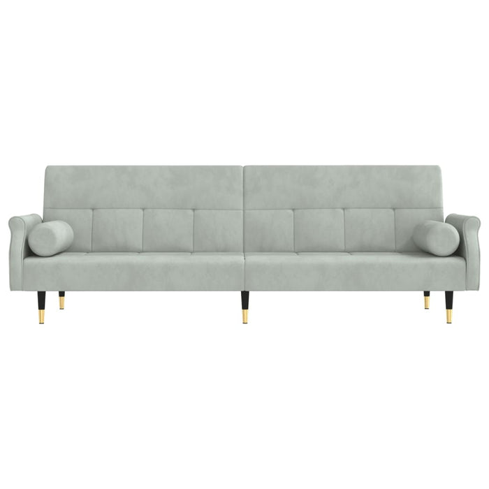 Divano letto con cuscini 216 x 89 x 70 cm velluto grigio chiaro 02_0020999
