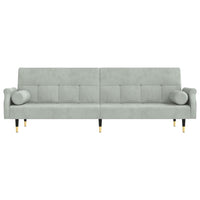 Divano Letto con Cuscini Grigio Chiaro in Velluto 351857