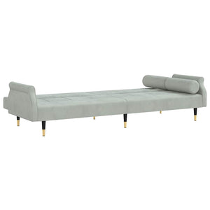 Divano Letto con Cuscini-Sofa Letto-Daybed Grigio Chiaro in Velluto