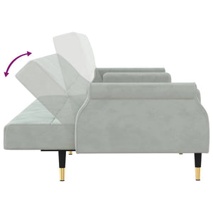 Divano Letto con Cuscini Grigio Chiaro in Velluto 351857