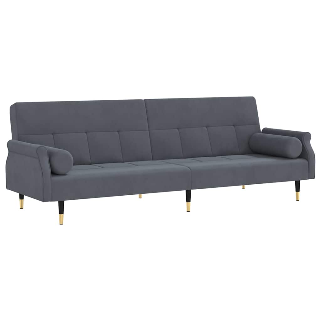 Divano Letto con Cuscini-Sofa Letto-Daybed Grigio Scuro in Velluto