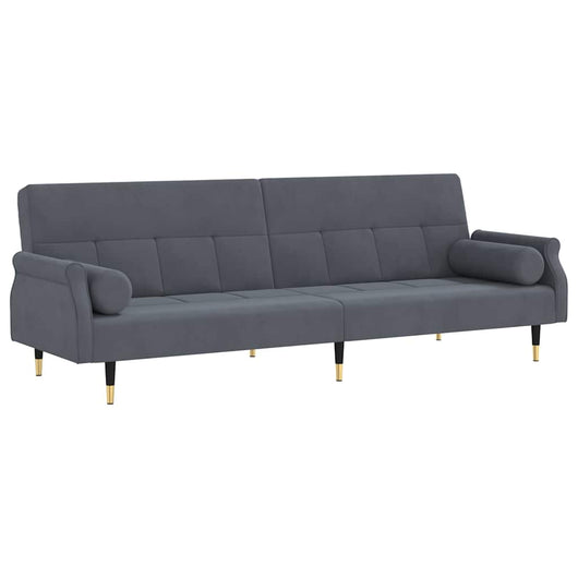 Divano Letto con Cuscini-Sofa Letto-Daybed Grigio Scuro in Velluto