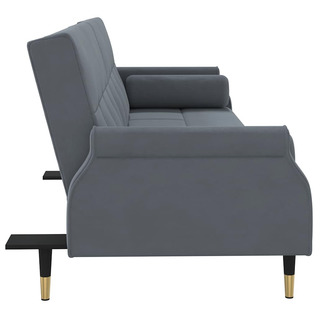 Divano Letto con Cuscini-Sofa Letto-Daybed Grigio Scuro in Velluto