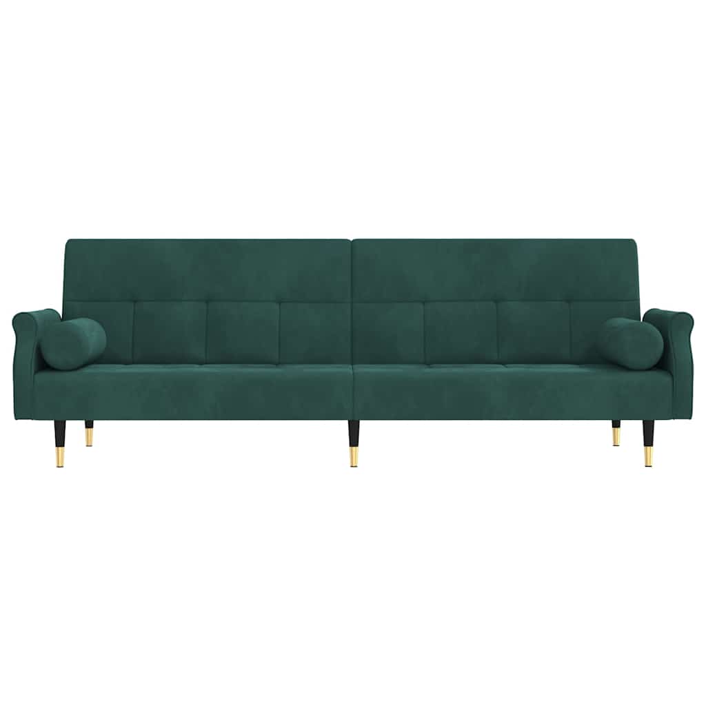 Divano Letto con Cuscini Verde Scuro in Velluto 351859