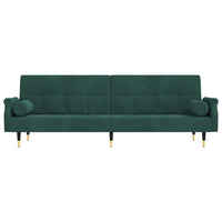 Divano Letto con Cuscini Verde Scuro in Velluto 351859