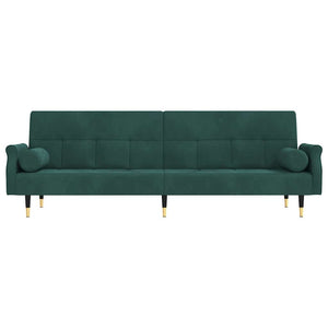 Divano Letto con Cuscini Verde Scuro in Velluto 351859