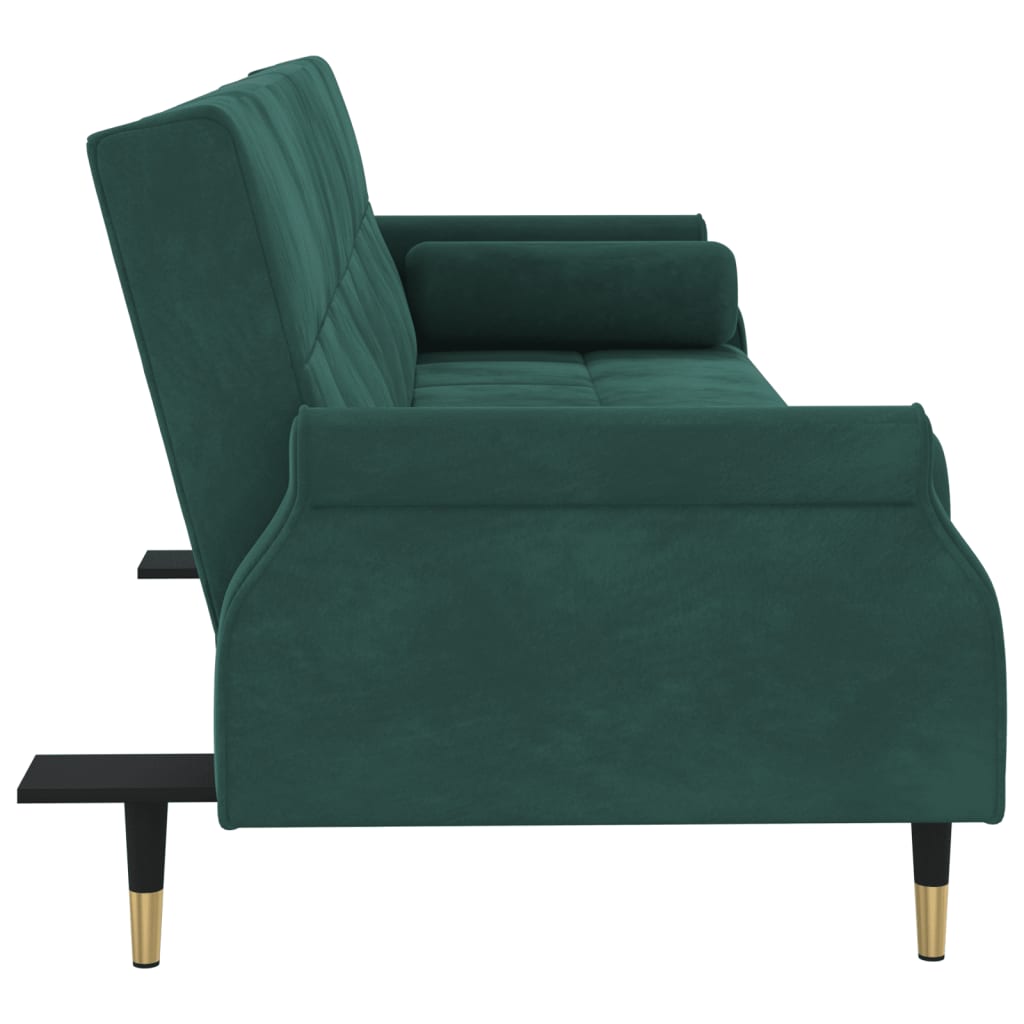 Divano Letto con Cuscini Verde Scuro in Velluto 351859