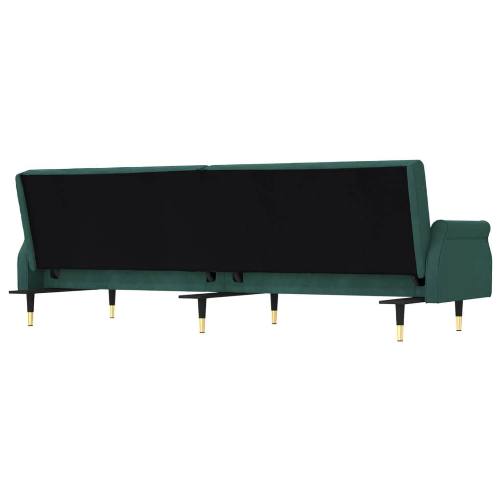 Divano Letto con Cuscini Verde Scuro in Velluto 351859