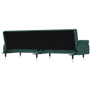 Divano Letto con Cuscini Verde Scuro in Velluto 351859
