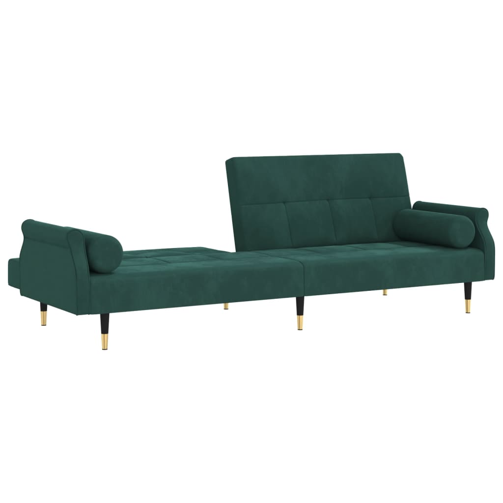 Divano Letto con Cuscini Verde Scuro in Velluto 351859