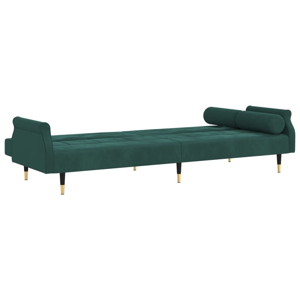 Divano Letto con Cuscini Verde Scuro in Velluto 351859