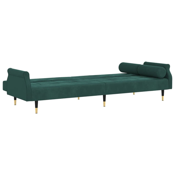 Divano Letto con Cuscini Verde Scuro in Velluto 351859