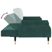 Divano Letto con Cuscini Verde Scuro in Velluto 351859