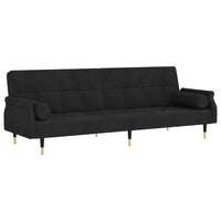 Divano letto con cuscini 216 x 89 x 70 cm velluto nero 02_0019827