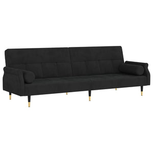 Divano letto con cuscini 216 x 89 x 70 cm velluto nero 02_0019827
