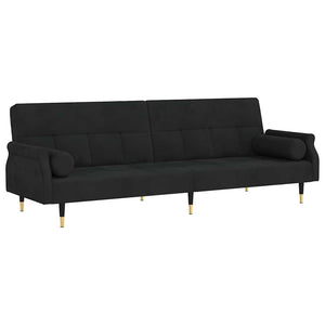 Divano Letto con Cuscini-Sofa Letto-Daybed Nero in Velluto