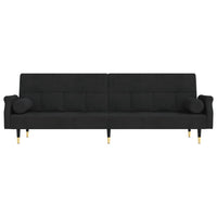 Divano letto con cuscini 216 x 89 x 70 cm velluto nero 02_0019827