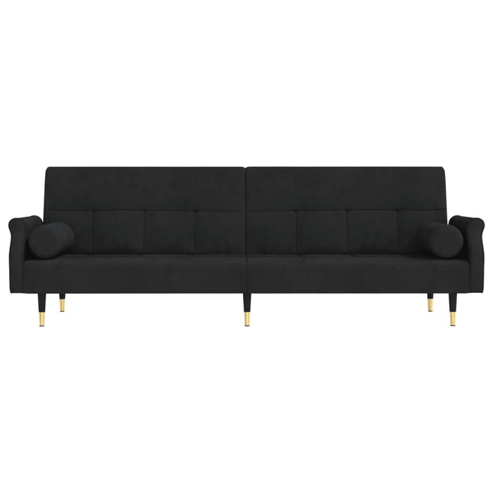 Divano letto con cuscini 216 x 89 x 70 cm velluto nero 02_0019827