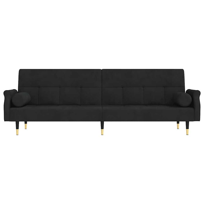 Divano Letto con Cuscini Nero in Velluto 351861