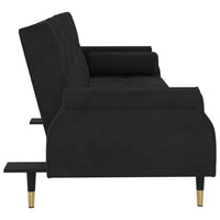 Divano Letto con Cuscini Nero in Velluto 351861