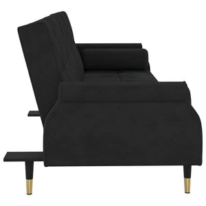 Divano Letto con Cuscini Nero in Velluto 351861