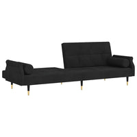 Divano Letto con Cuscini-Sofa Letto-Daybed Nero in Velluto