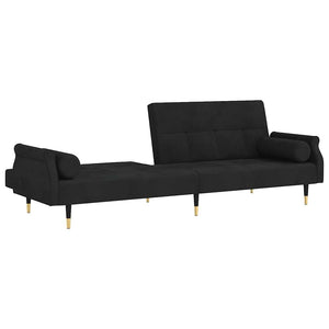 Divano Letto con Cuscini-Sofa Letto-Daybed Nero in Velluto