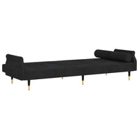 Divano Letto con Cuscini-Sofa Letto-Daybed Nero in Velluto