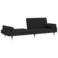 Divano letto con cuscini 216 x 89 x 70 cm velluto nero 02_0019827