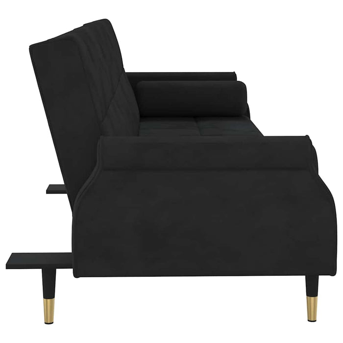 Divano Letto con Cuscini-Sofa Letto-Daybed Nero in Velluto