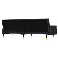 Divano Letto con Cuscini-Sofa Letto-Daybed Nero in Velluto