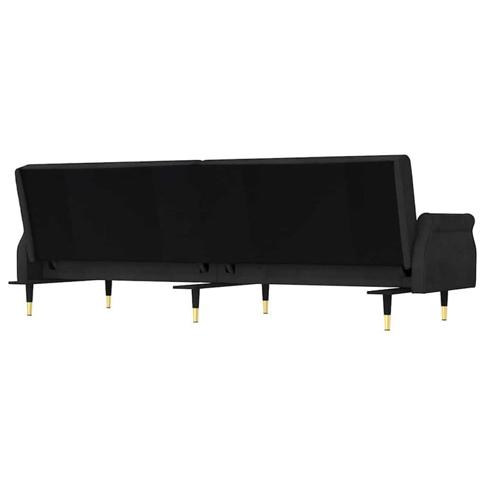 Divano Letto con Cuscini-Sofa Letto-Daybed Nero in Velluto