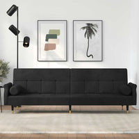 Divano Letto con Cuscini-Sofa Letto-Daybed Nero in Velluto