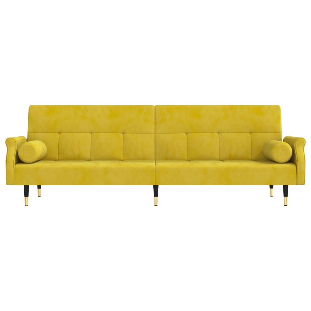 Divano letto con cuscini 216 x 89 x 70 cm velluto giallo 02_0021000