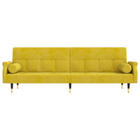 Divano letto con cuscini 216 x 89 x 70 cm velluto giallo 02_0021000