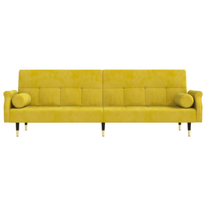 Divano letto con cuscini 216 x 89 x 70 cm velluto giallo 02_0021000