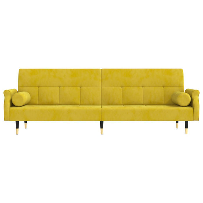 Divano Letto con Cuscini Giallo in Velluto 351862