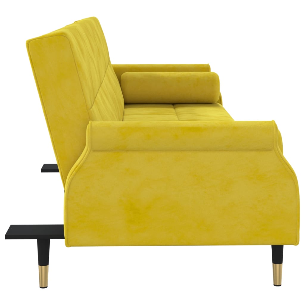 Divano letto con cuscini 216 x 89 x 70 cm velluto giallo 02_0021000