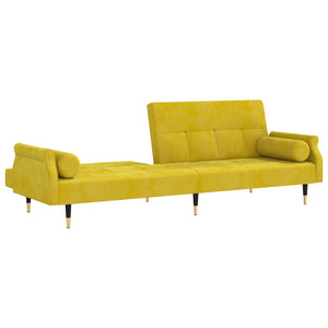 Divano letto con cuscini 216 x 89 x 70 cm velluto giallo 02_0021000