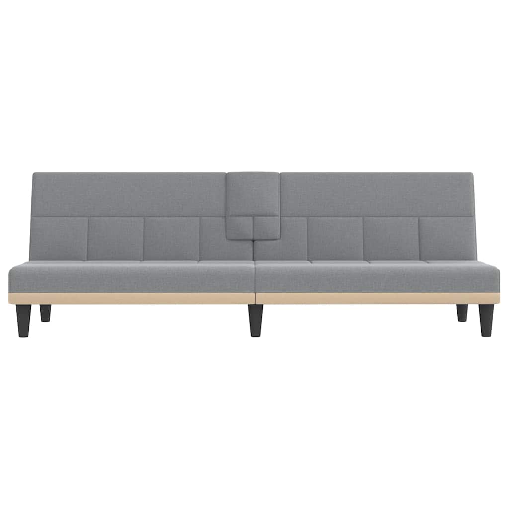 Divano Letto con Portabicchieri in Tessuto Grigio Chiaro 351863