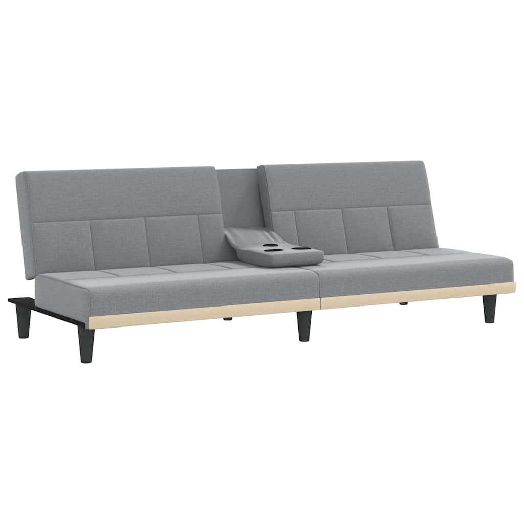 Divano Letto con Portabicchieri-Sofa Letto-Daybed in Tessuto Grigio Chiaro