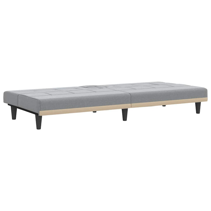 Divano Letto con Portabicchieri-Sofa Letto-Daybed in Tessuto Grigio Chiaro