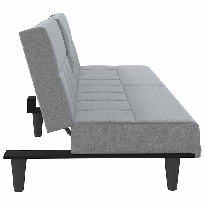 Divano Letto con Portabicchieri-Sofa Letto-Daybed in Tessuto Grigio Chiaro