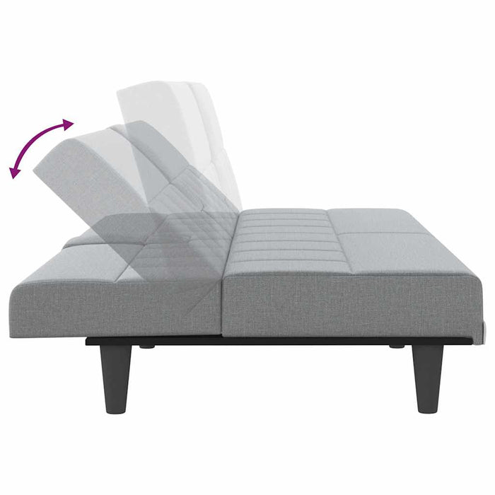 Divano Letto con Portabicchieri-Sofa Letto-Daybed in Tessuto Grigio Chiaro
