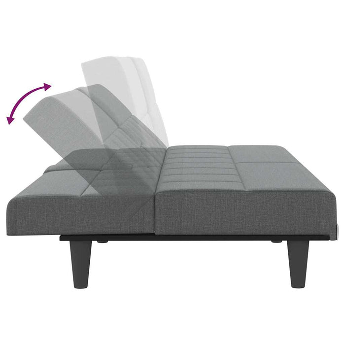 Divano Letto con Portabicchieri-Sofa Letto-Daybed in Tessuto Grigio Scuro